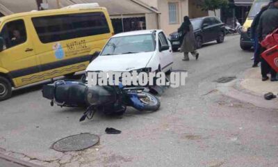 τροχαίο Πάτρα, ατύχημα Πάτρα, Ικτίνου και Νοταρά, σύγκρουση αυτοκινήτου με μηχανή, τραυματισμός οδηγού, ΕΚΑΒ Πάτρα, ειδήσεις Πάτρα, τροχαίο σήμερα, Patra troxaio, troxaio simera, Iktinou kai Notara, atychima Patra, trochaio Patra, car accident Patras, motorcycle crash Patras, Greece road accident, Patras news, emergency Patras