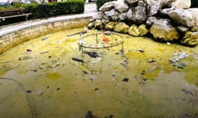 σιντριβάνι Αγίας Σοφίας, Κωνσταντινουπόλεως, εστία μόλυνσης, εγκατάλειψη, βανδαλισμός, σκουπίδια λαϊκής, παράπονα κατοίκων, Αγία Σοφία, sintrivani Agias Sofias, Konstantinoupoleos, estia molynsis, egkataleipsi, vandalismos, skoupidia laikis, parapona katoikon, Agia Sofia, fountain Agia Sofia, fountain pollution, vandalized fountain, street market waste, neighborhood complaints, urban neglect,