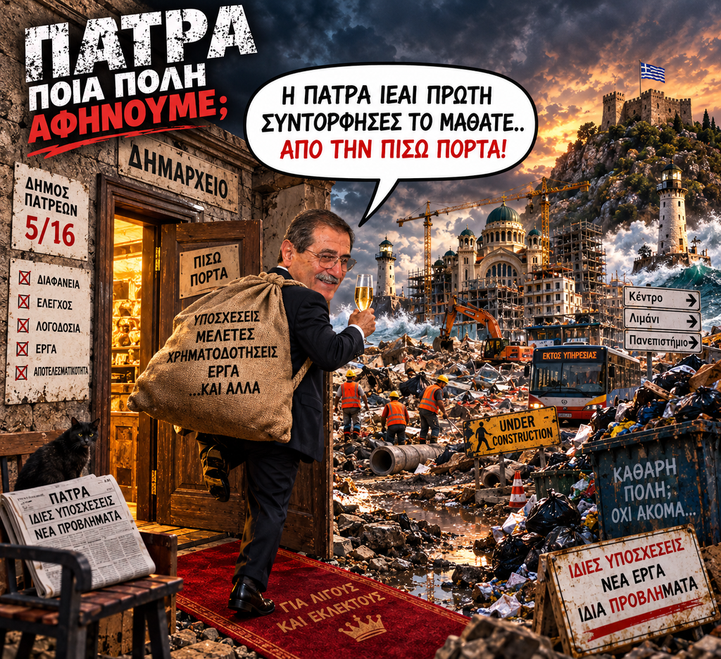 Ο Δήμος Πατρέων καταγράφεται με 5/16 στη δημοσιευμένη πανελλαδική αξιολόγηση των δήμων για το διαχειριστικό έτος 2025.