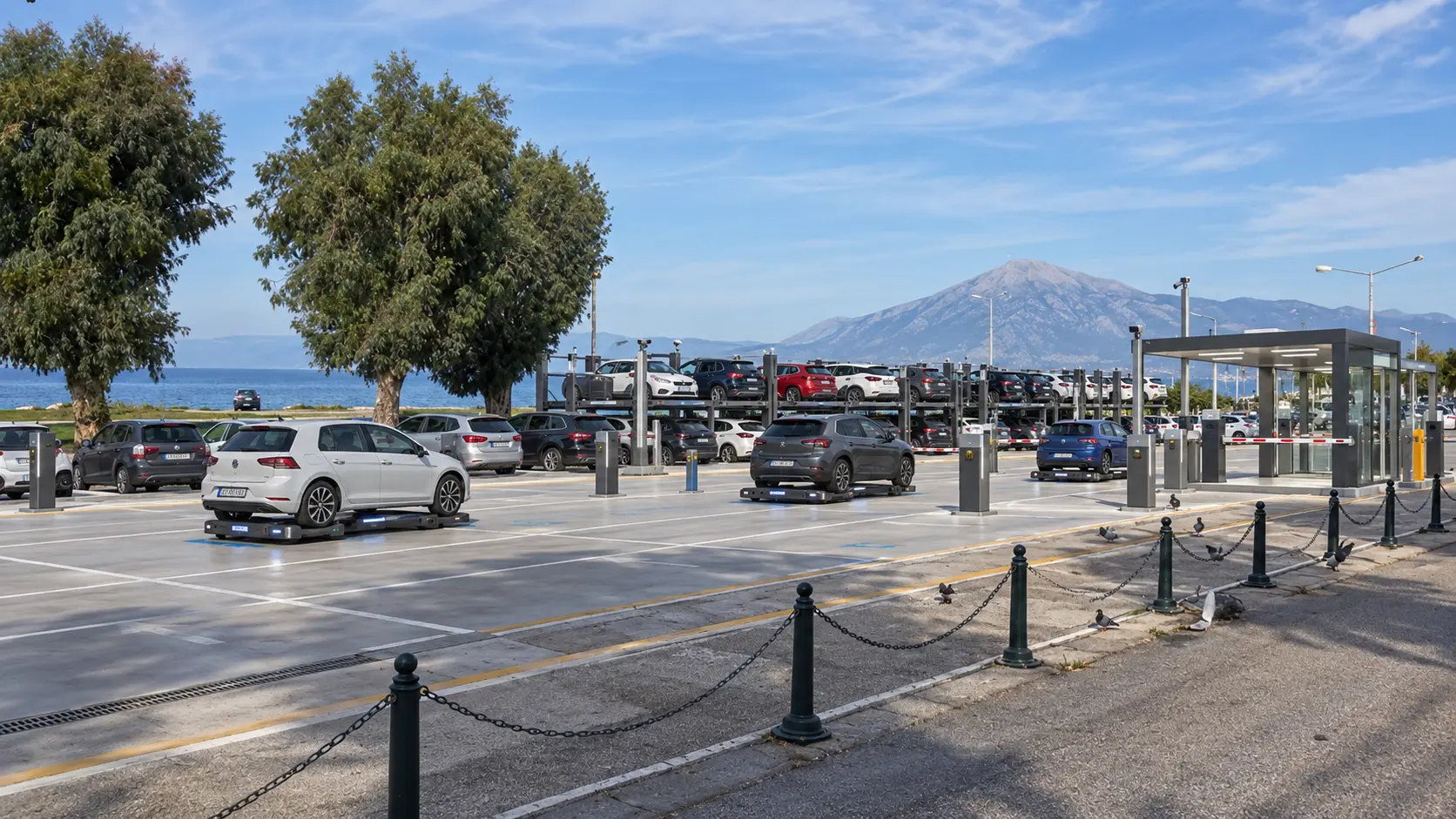 Φωτορεαλιστική απεικόνιση ρομποτικού πάρκινγκ στο παραλιακό μέτωπο της Πάτρας