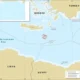 Χάρτης της Ανατολικής Μεσογείου με τις ακτές της Ελλάδας, της Λιβύης, της Τουρκίας, της Αιγύπτου και της Κύπρου